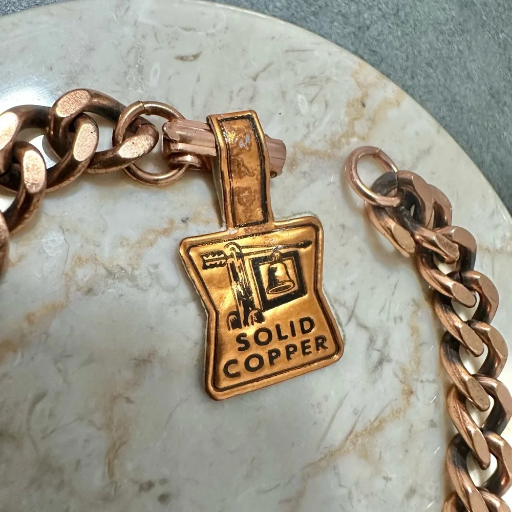 Vintage Bell Trading Sold Copper Curb Chain Link Bracelet - Picture 3 of 3